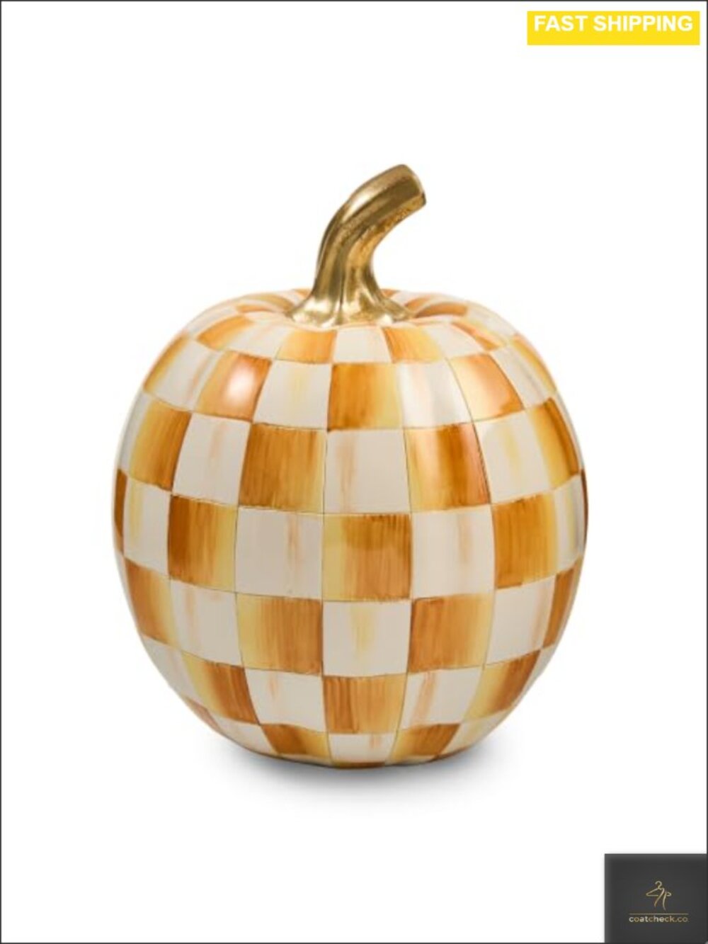 Hand-Painted Resin Pumpkin Figurine 7" x 8" Fall Decor Centerpiece